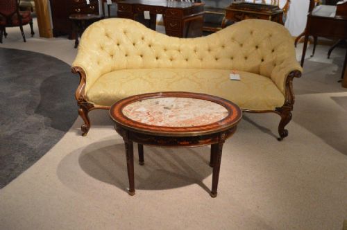 fig 1. A Mahogany Marble Topped Oval Antique Coffee Table