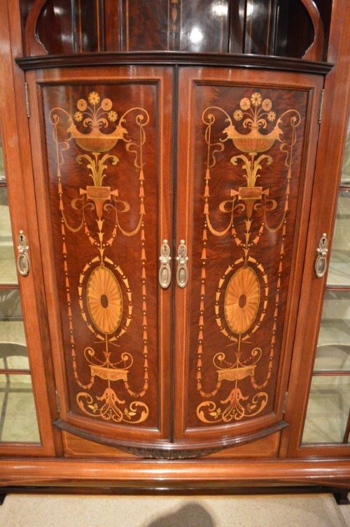 fig 1. A Stunning Quality Mahogany Inlaid Shapland & Petter Display Cabinet