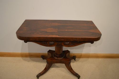 A Rosewood Regency Period Antique Fold Over Tea Table