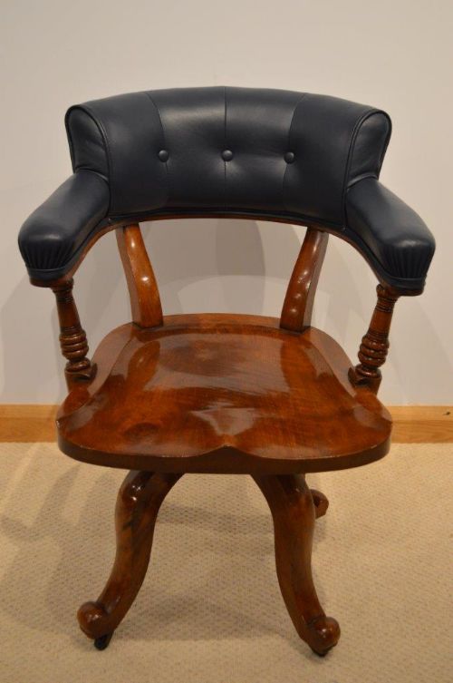 A Walnut Late Victorian Period Walnut Revolving Desk Chair