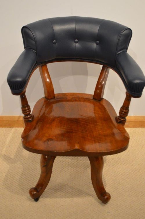 fig 1. A Walnut Late Victorian Period Walnut Revolving Desk Chair