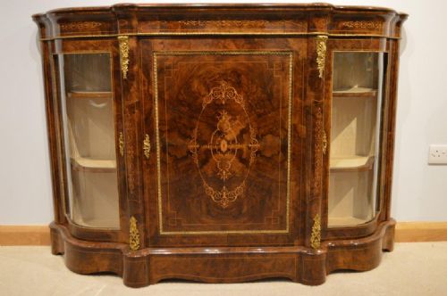 A Stunning Burr Walnut Ormolu Mounted Victorian Period Antique Credenza