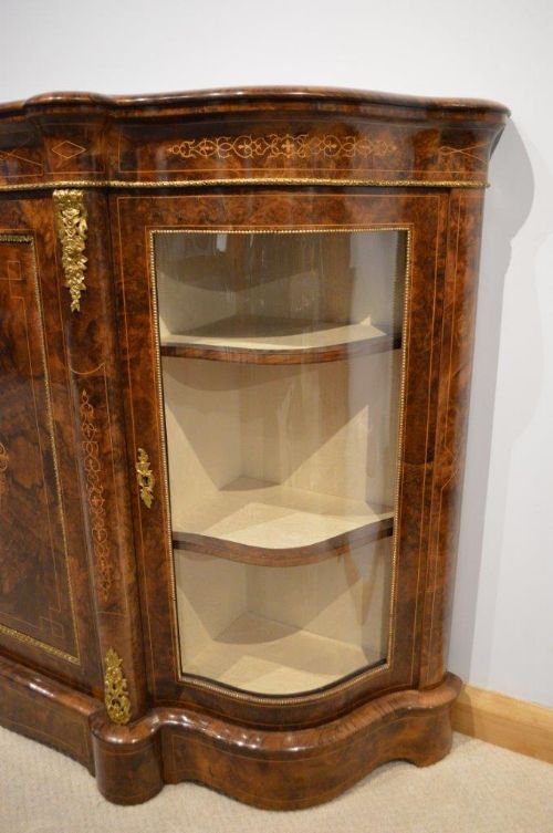 fig 1. A Stunning Burr Walnut Ormolu Mounted Victorian Period Antique Credenza