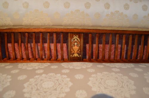 fig 1. A Mahogany Inlaid Victorian Period Antique Settee