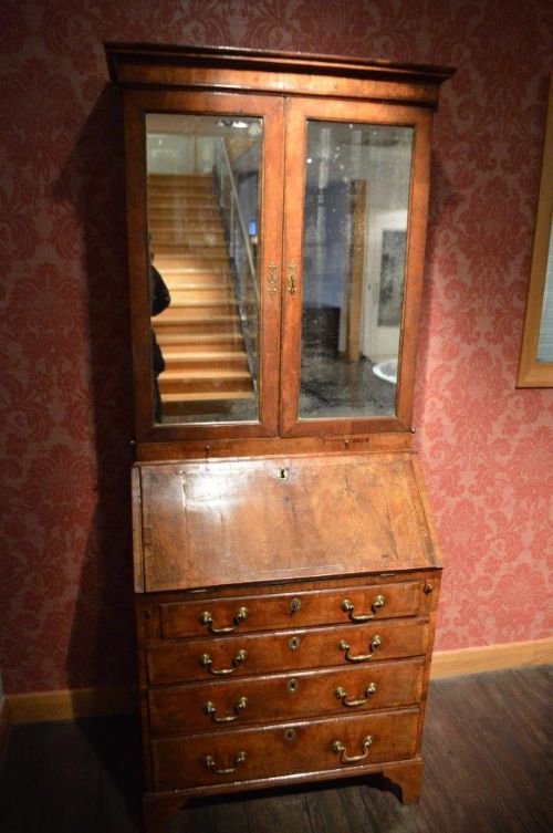 A Walnut George I Period Antique Bureau Cabinet