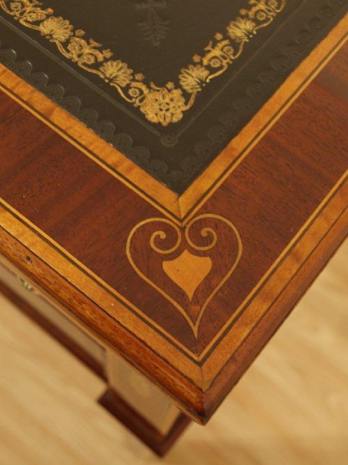 fig 3. A Stunning Quality Mahogany Inlaid Late Victorian Inlaid Writing Table By Edwards & Roberts Of London