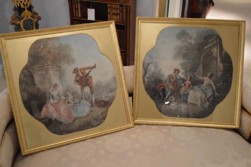 A Beautiful Pair of French Medici Prints "The Music Lesson" & "Innocence"