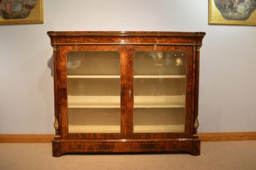 A Fine Burr Walnut & Marquetry Victorian Period Display Cabinet