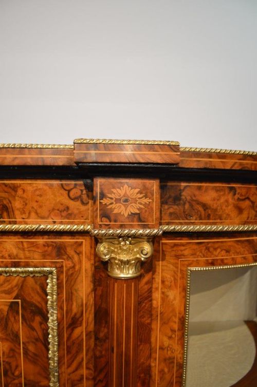 fig 1. A Burr Walnut & Marquetry Victorian Period Antique Credenza