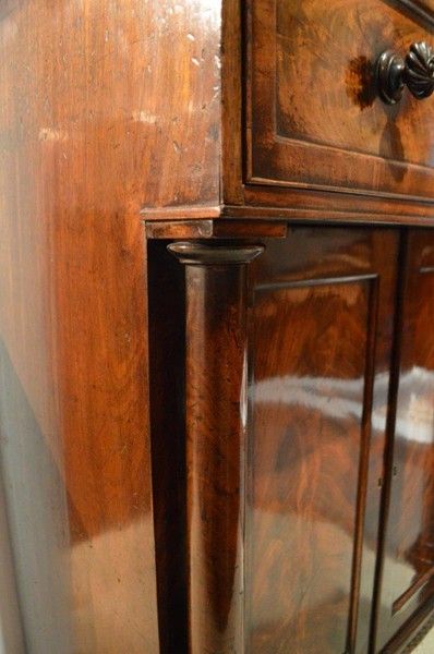 fig 1. A Flame Mahogany Early Victorian Antique Secretaire Bookcase