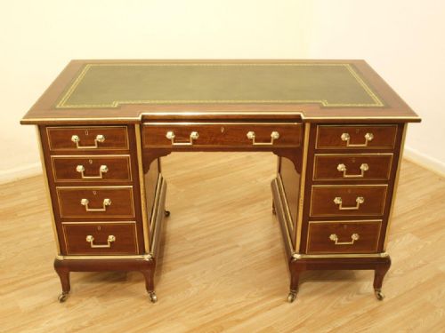 A Beautiful Mahogany & Brass Mounted Late Victorian Writing Desk