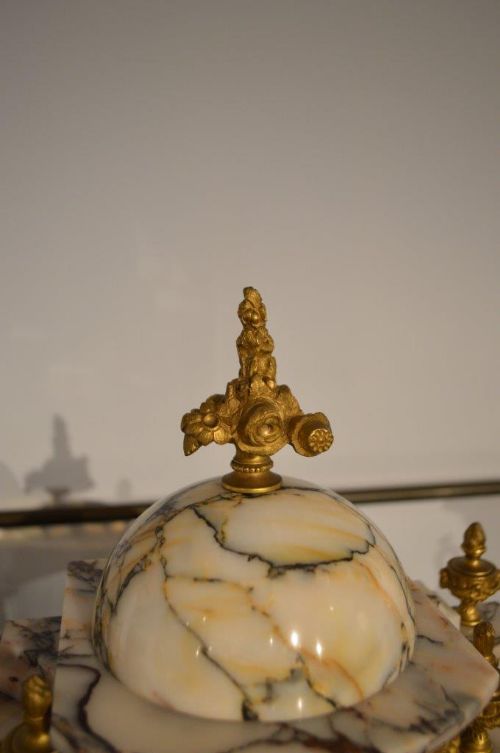 fig 1. A Beautiful Marble & Ormolu French Clock Garniture