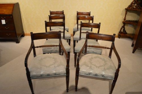 A Good Set of 8 Mahogany Regency Period Antique Dining Chairs