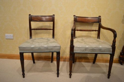 fig 1. A Good Set Of 8 Mahogany Regency Period Antique Dining Chairs
