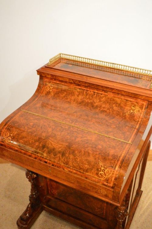 fig 1. A Superb Quality Burr Walnut Victorian Period Pop Up Davenport