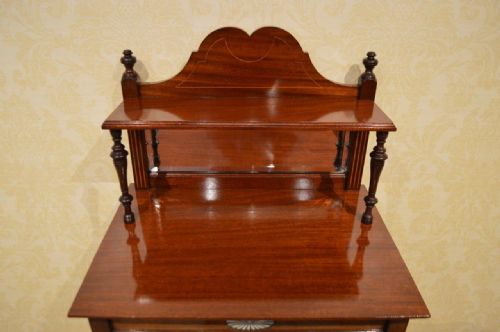fig 1. A Beautiful Mahogany & Ivory Inlaid Late Victorian Antique Music Cabinet