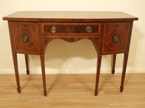 fig 1. A Mahogany George III Period Sheraton Bow Front Antique Sideboard