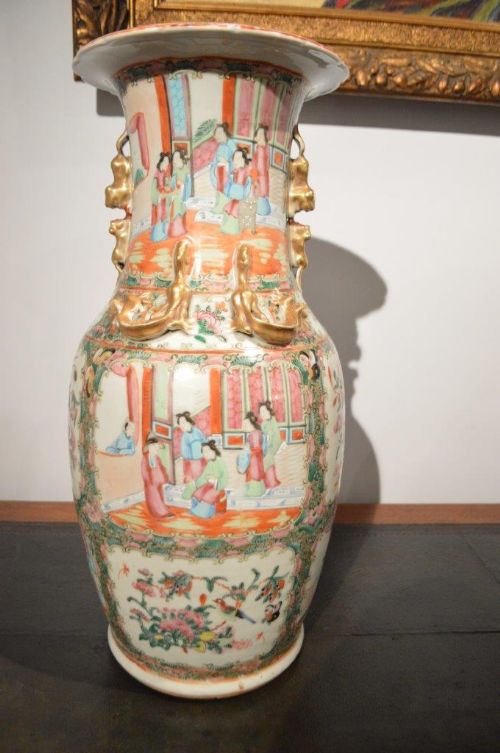 fig 1. A Beautiful Pair Of 19th Century Canton Vases