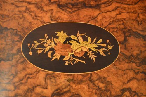 fig 1. A Burr Walnut, Tulipwood & Marquetry Inlaid Victorian Period Games Table