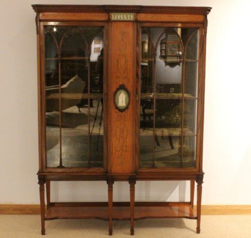 A Mahogany & Satinwood Edwardian Period Antique China Cabinet