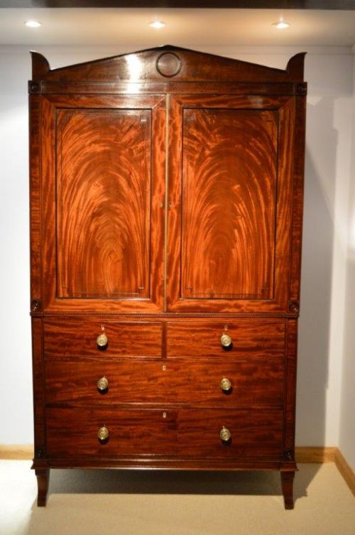 A Stylish Mahogany Regency Period Antique Linen Press