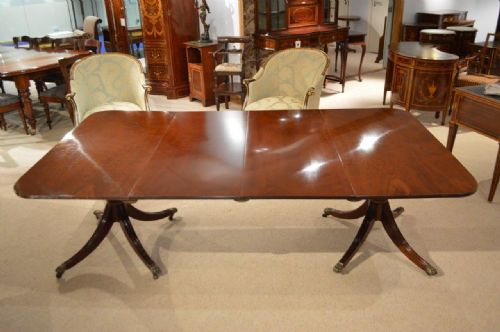 A Mahogany Regency Period Twin Pedestal Antique Dining Table