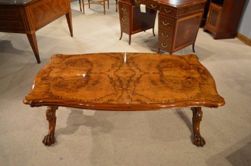 A Superb Quality Burr Walnut Victorian Period Antique Coffee Table