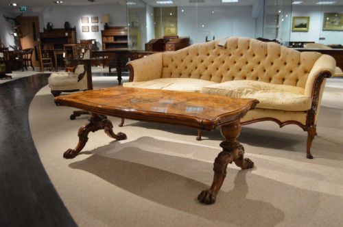 fig 1. A Superb Quality Burr Walnut Victorian Period Antique Coffee Table