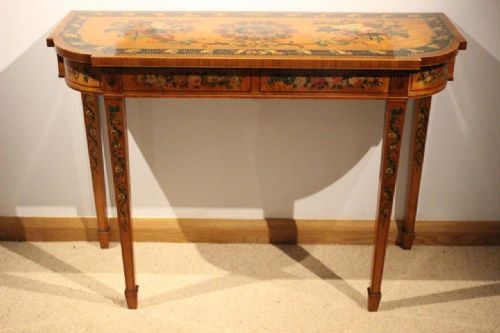 A Sheraton Revival Edwardian Period Satinwood Painted Table