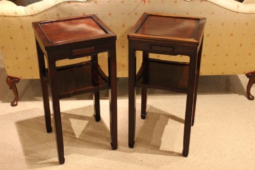 A Pair of Chinese 19th Century Hongmu Side/lamp Tables