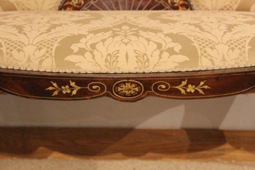 fig 1. A Beautiful Mahogany Inlaid Edwardian Period Antique Settee
