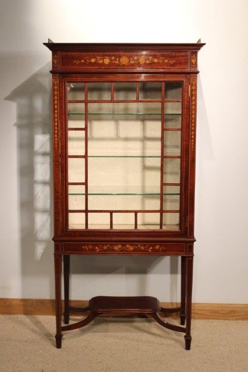 fig 1. A Stunning Quality Mahogany Inlaid Victorian Display Cabinet By Maple & Co