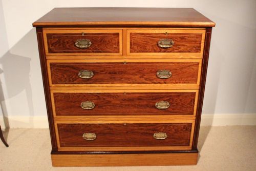 A Very Good Rosewood & Ash Late Victorian Period Chest of Drawers
