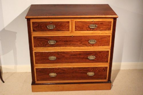 fig 1. A Very Good Rosewood & Ash Late Victorian Period Chest Of Drawers