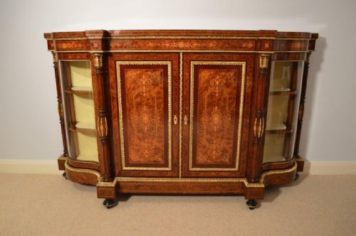 A Beautiful Amboyna, Purple Heart & Walnut Victorian Period Credenza