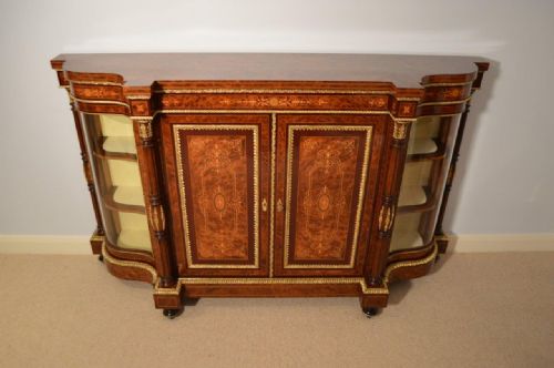 fig 1. A Beautiful Amboyna, Purple Heart & Walnut Victorian Period Credenza