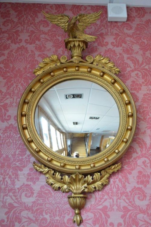A Gilt Wood & Gesso Regency Period Antique Convex Mirror
