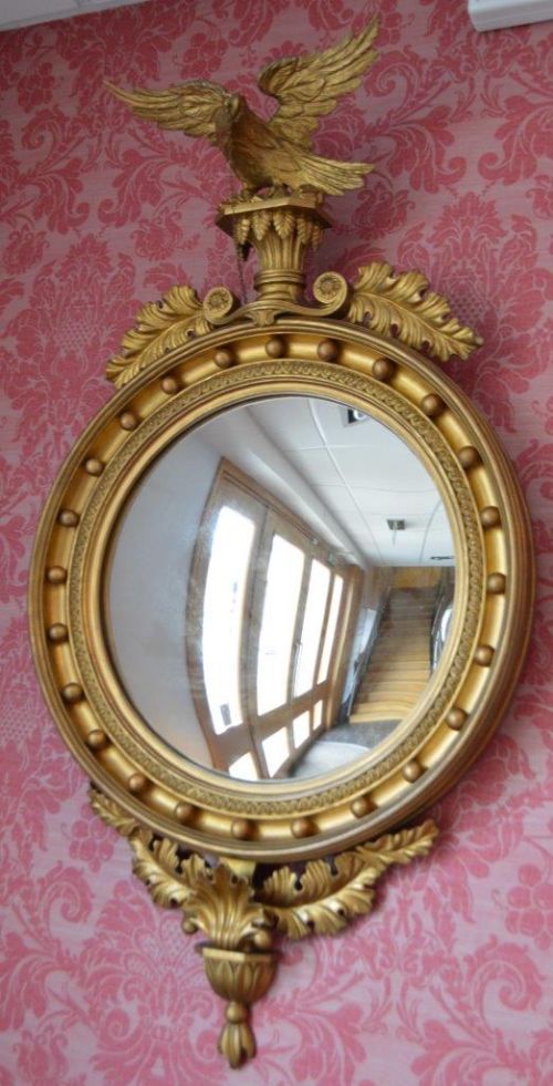 fig 1. A Gilt Wood & Gesso Regency Period Antique Convex Mirror