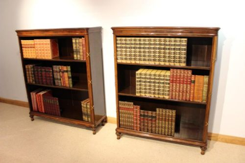 A Near Pair of Rosewood & Ormolu Mounted Victorian Period Open Bookcases