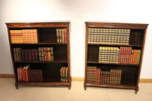 fig 1. A Near Pair Of Rosewood & Ormolu Mounted Victorian Period Open Bookcases