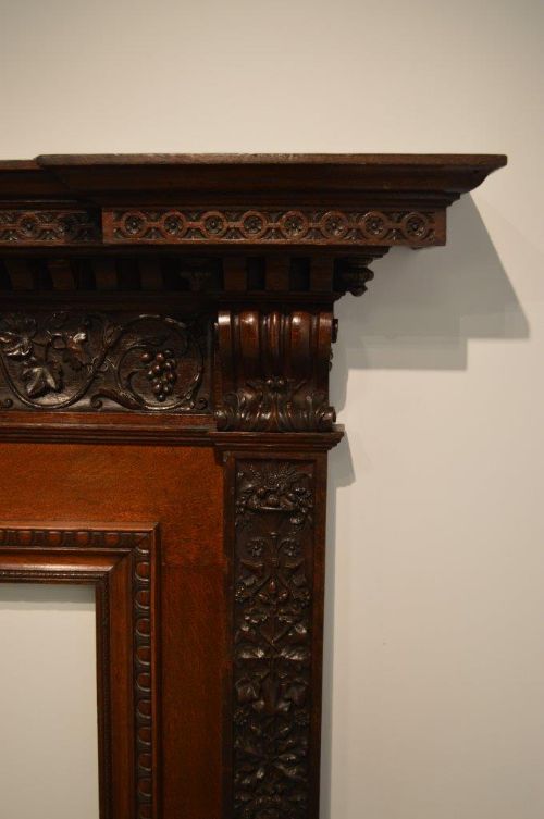 fig 1. A Carved Oak Victorian Period Antique Fire Surround