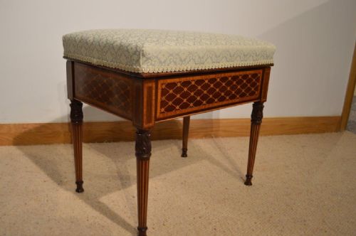 A Mahogany Edwardian Period Antique Piano/dressing Stool