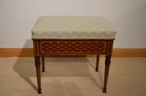 fig 1. A Mahogany Edwardian Period Antique Piano/Dressing Stool