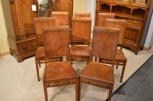 A Rare Set of 8 Arthur Simpson Oak Antique Dining Chairs