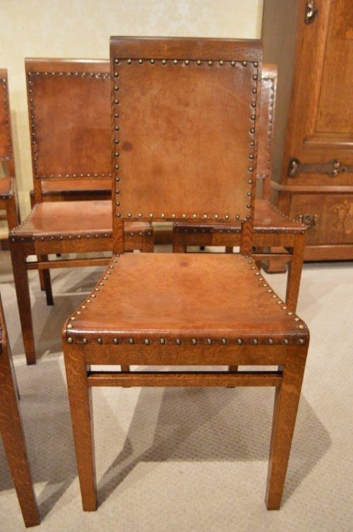 fig 1. A Rare Set Of 8 Arthur Simpson Oak Antique Dining Chairs