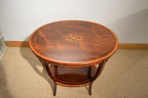 A Beautiful Late Rosewood & Marquetry Inlaid Late Victorian Period Occasional Table