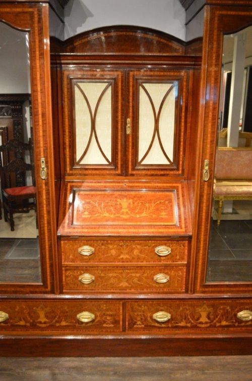 fig 1. A Mahogany Inlaid Edwardian Period Antique Wardrobe