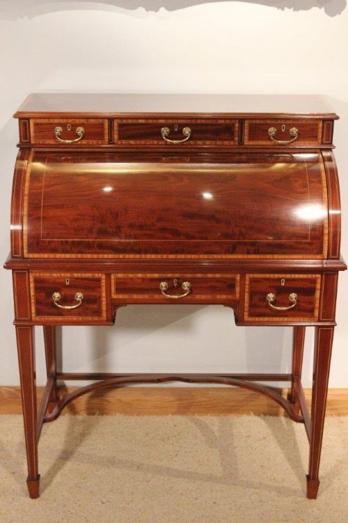 fig 1. A Beautiful Mahogany Edwardian Period Cylinder Bureau/Desk