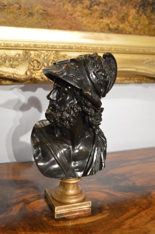 A Beautifully Patinated French Bronze Bust of Ajax 19th Century