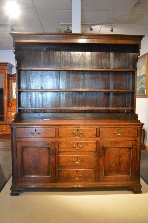 A Good Oak George III Period Lancashire Dresser & Rack